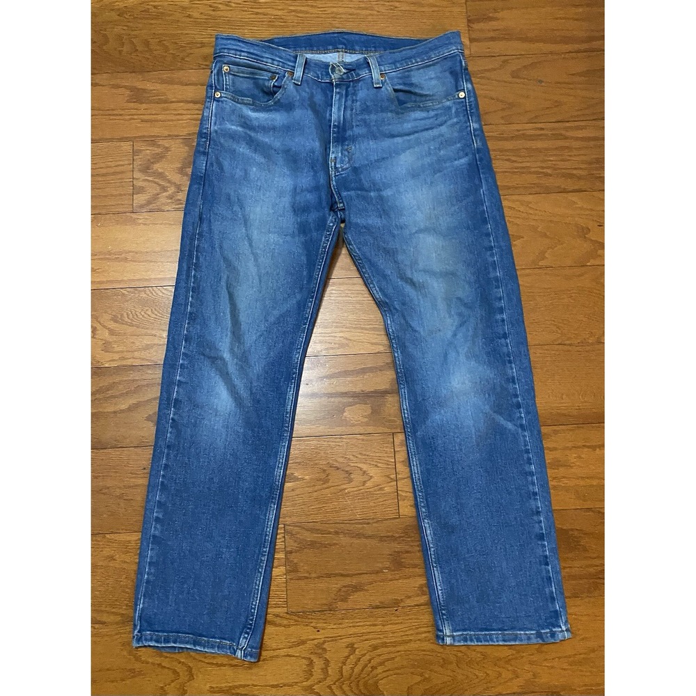 Levis Strauss 505 32x30 Blue Regular Fit Straight Leg Denim Jeans Pants Stretch